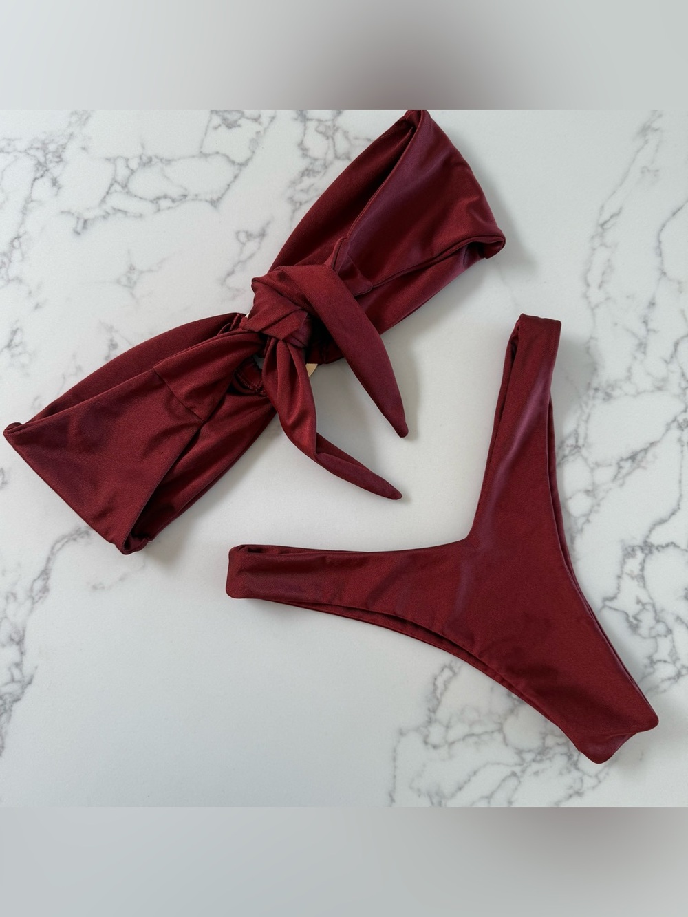 Kulani Kinis Strapless Bandeau Top & Y-Cheeky Bottom - Sweet Cinnamon - Size S/M - Picture 6 of 10